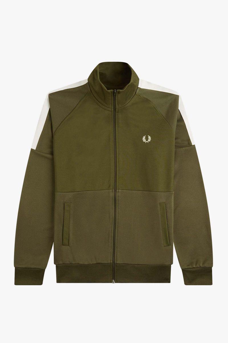 Green Fred Perry Panelled Track Men\'s Jackets | PH 1228PJJQ